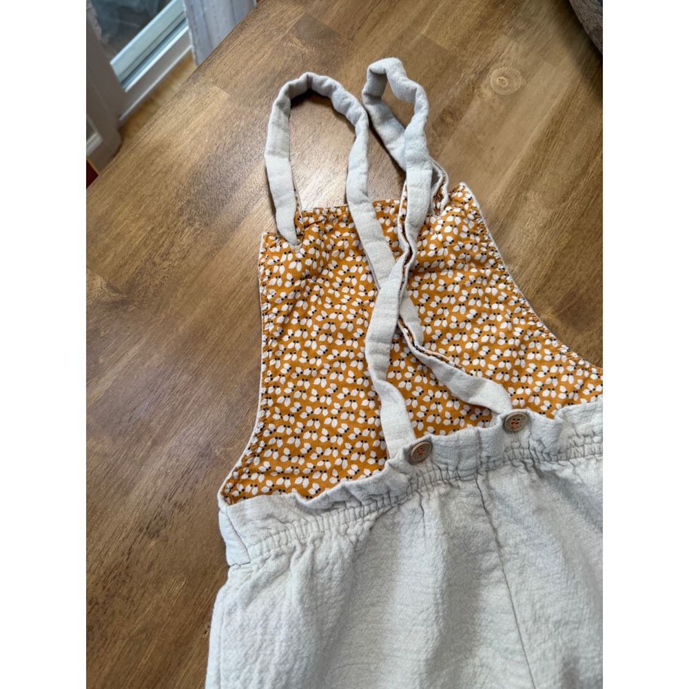 Zara Girls Cream Textured Overalls Floral Lining Size 6/7 122cm - Picture 6 of 6